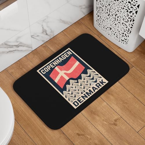 Dänische Flagge Kopenhagen Dänemark Retro Fußabtreter rutschfest Sauberlaufmatte Waschbar Fußmatte Für Außen Innen Eingang 40X60Cm