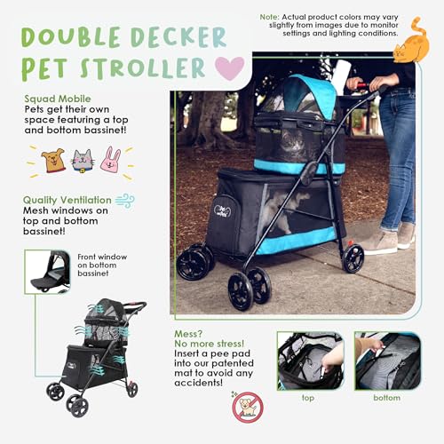 PETIQUE Pet & Pets Double Decker Pet Stroller, 11.53 Pound, Teal by PETIQUE - Image 2