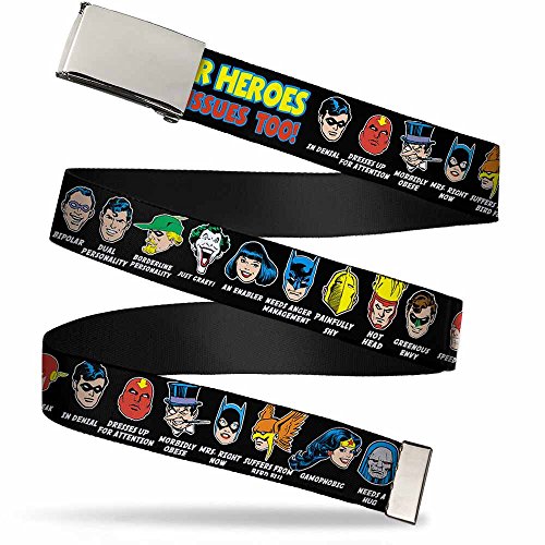 Buckle-Down Men's Web Belt DC Comics, Multicolor, 1.25