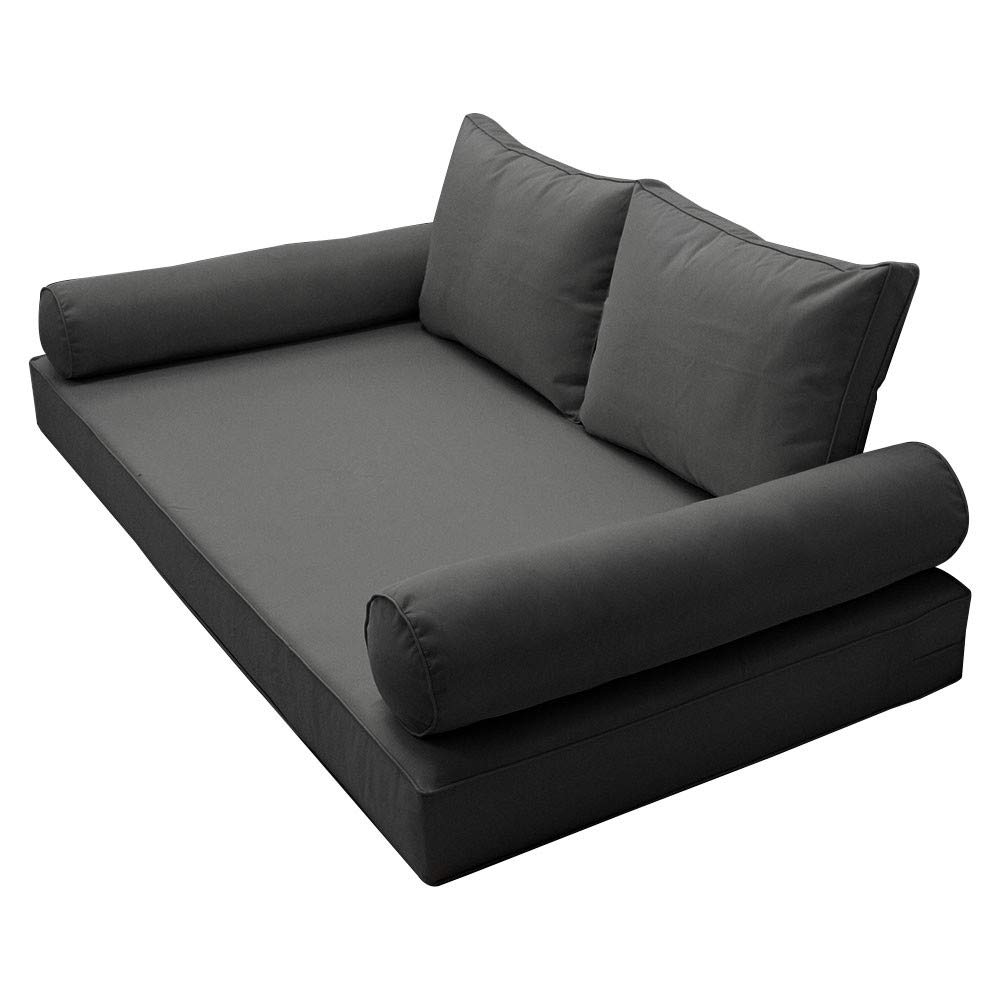 Prolinemax Style1 Twin Size 5PC Pipe Trim Outdoor Daybed Mattress Cushion Bolster Pillow Complete Set AD003