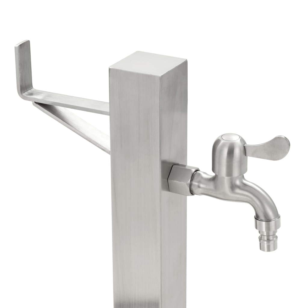Mangloder - Columna de agua de jardín cuadrada de acero inoxidable de 65 cm, grifo independiente con rosca exterior de 1/2 pulgadas para riego en el jardín, terraza, césped