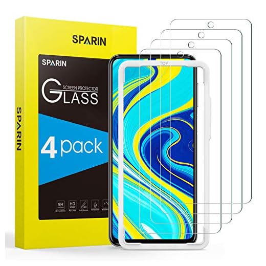 SPARIN Panzerglas Schutzfolie kompatibel mit Xiaomi Poco X3 NFC/ Xiaomi Redmi Note 9 Pro/ 9S/ 9 Pro Max, (4 Stück) Displayschutzfolie mit Positionierungsrahmen, Anti-Kratzen
