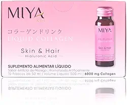Colágeno Líquido Skin and Hair Miya Kea | Programa de 10 dias | Fórmula Avançada com 6000mg de Peptídeos de Colágeno | Hidratação e Elasticidade para Pele e Cabelos | Sabor Pêssego