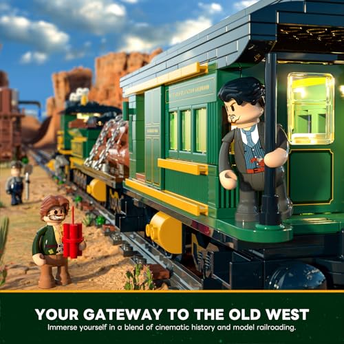 Image of Lumibricks Wild West Freight Train Lighting Building-Bricks Set - Classic 4-4-0 Locomotive Model 1524 Pcs Ideas Kit for Adult and Teens