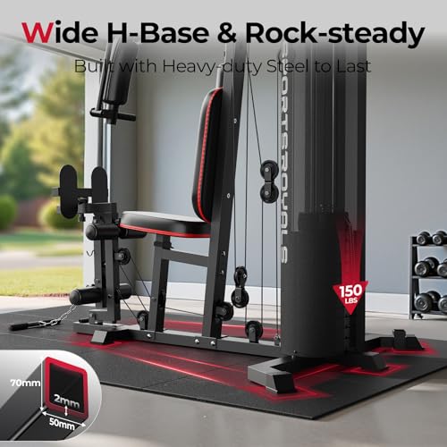 Image of Sportsroyals Home Gym, Multifunctional Workout Station with Leg Press, 150LBS Weight Stack Full Body Workout Equipment for Home Exercise Fitness Strength Training