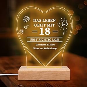 Merclix Led Lampe Nachtlicht 18. Geburtstag Mädchen Geschenk Lustig 18. Geburtstag Junge Deko 18 Geburtstag Mädchen…