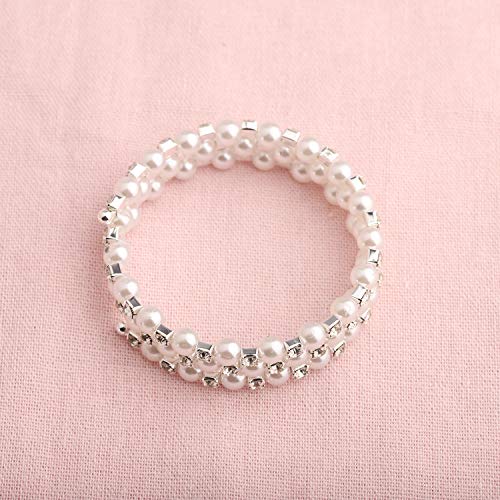 Myospark Multi Layers Pearl Rhinestone Bracelet Cuff Wrap Bangle Wedding Jewelry Gift For Bridal Mother Flower Girl Bridesmaid (Multi Layers Pearl Bracelet) #TOP3