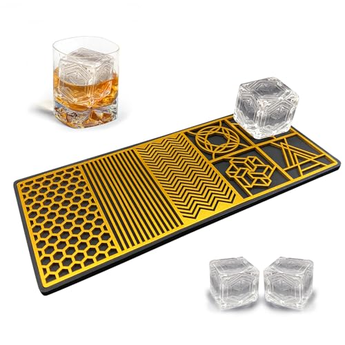 Ice Cube Design Tray, Clear Ice Stamp Tray Craft Modern Ice Cube Molds for Bourbon Cocktails in 5 Seconds, Custom Ice Cube Stamp, Bartender Accessories for Clear Ice Cocktails and Whiskey