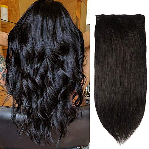 Fabeauty Hair Extensions Clip in Remy Human Hair Extensions Clip in Real Hair Extensions Natural Hair Extensions Straight 9pcs 120g (24Inch, Nature Color)