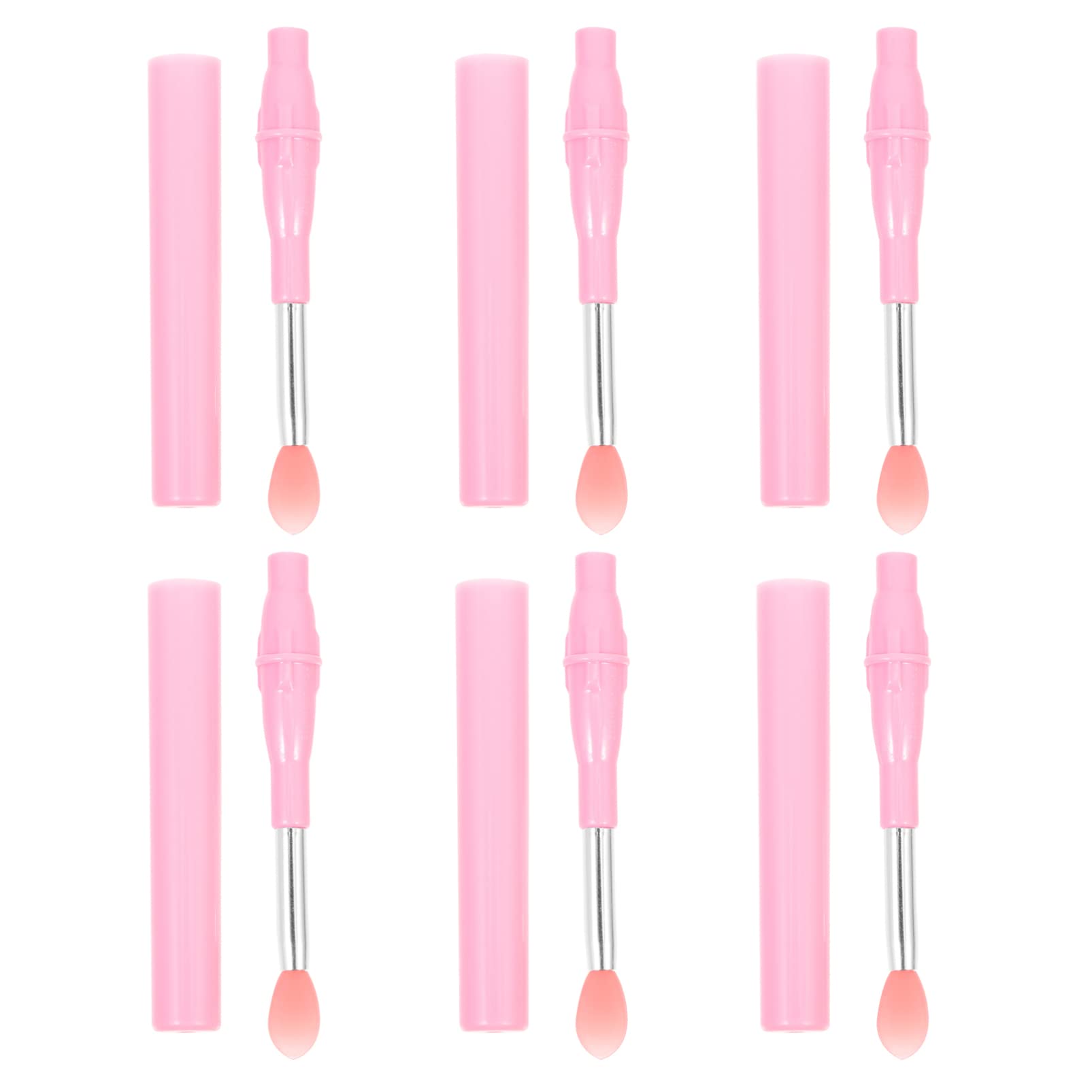 Beatifufu 6Pcs Silicone Lip Brush Portable Lip Applicators for Lipstick and Lip Mask Includes Transparent Tips Makeup Tool for Daily Use and Gifting