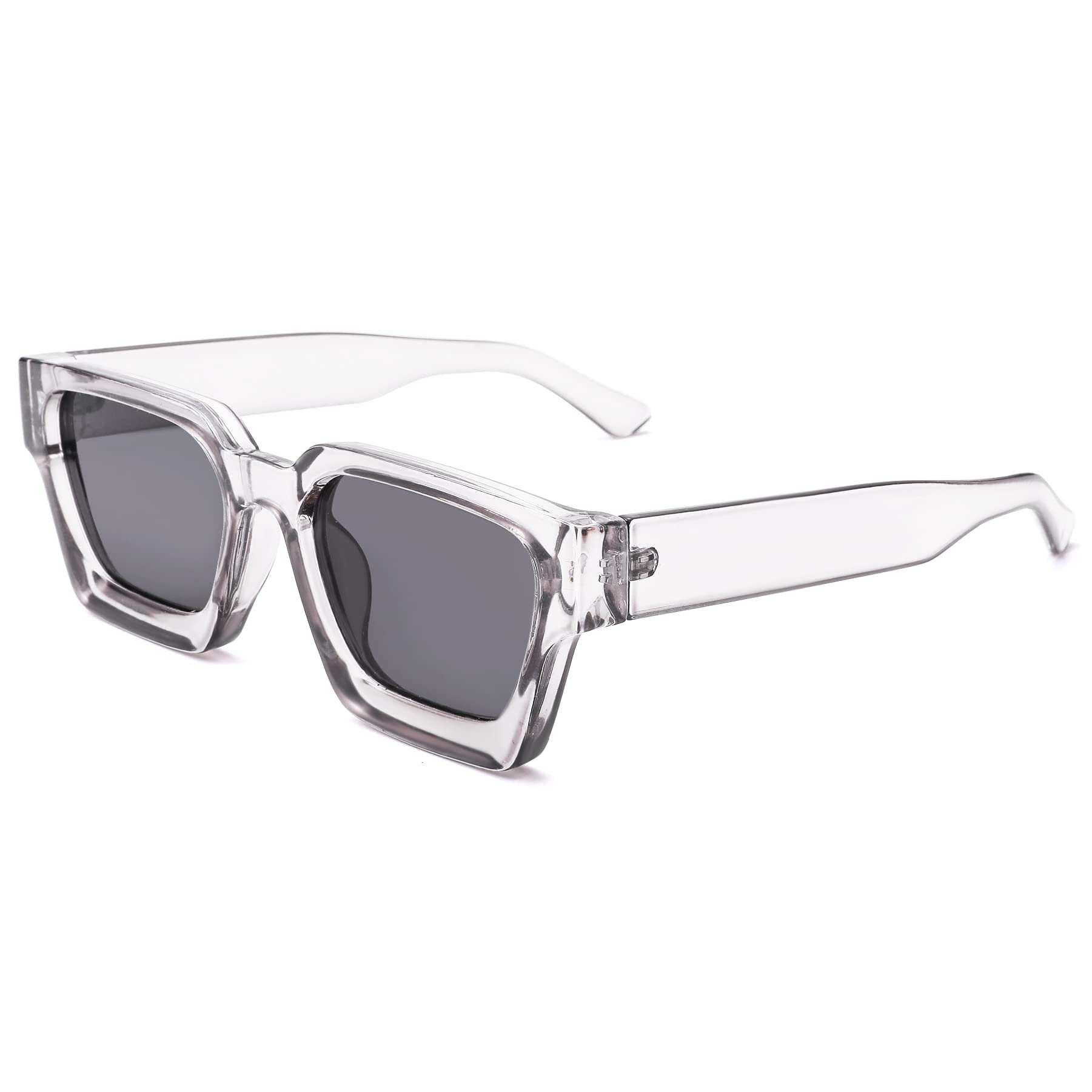 Retro Square Sunglasses for Men and Women – Thick Frame Chunky Rectangle Shades