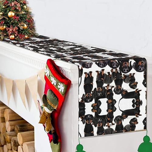 Chemin de table teckel pour une décoration de table de Noël rustique