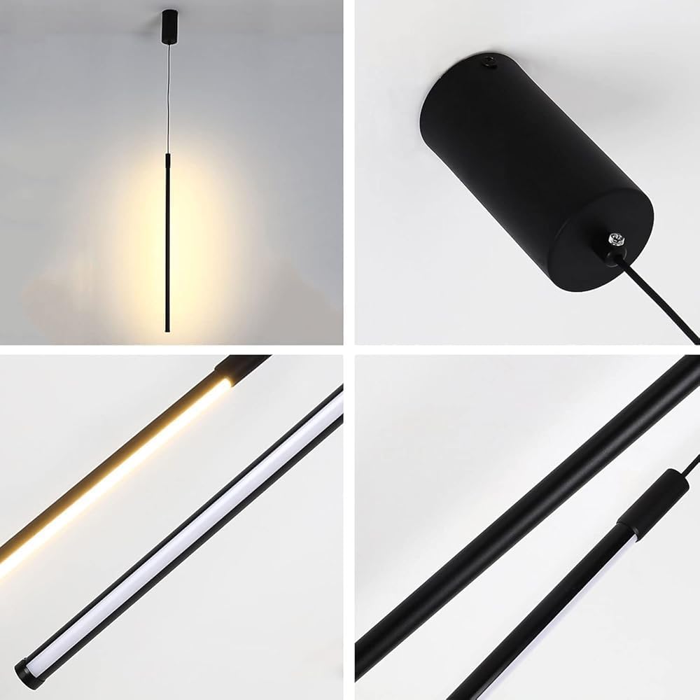 Adjustable 120cm Simple Black Linear LED Bar Light, Thin Tube Design, Ideal for Bedside, Kitchen Island, and Counter Lighting, Modern Home Decor