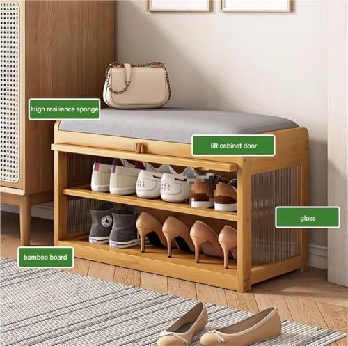 Rangement pour chaussures d'entrée compact avec coffre intégré marron - 5