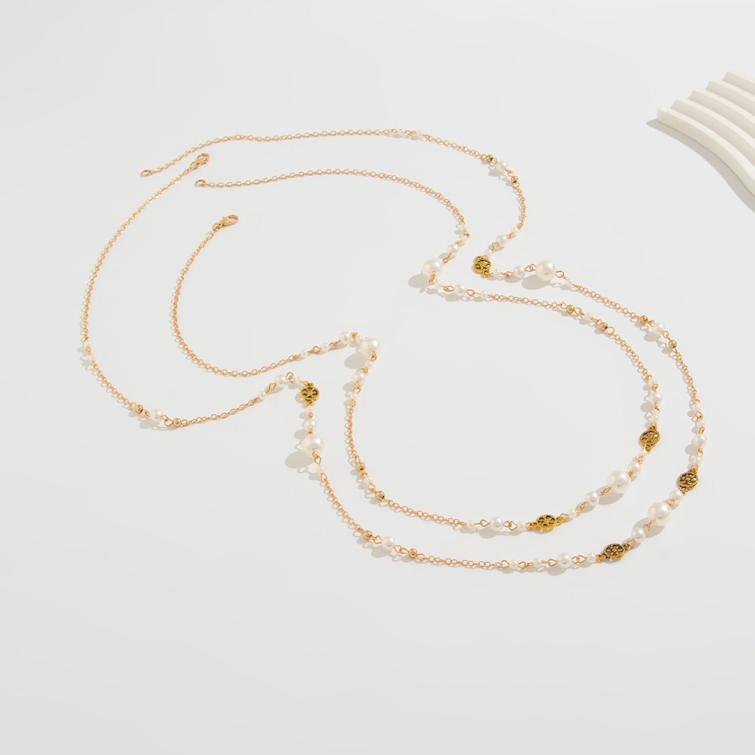 Long Gold Pearl Necklaces for Women Trendy Statement Layered Chain Necklace Multi-strand Chunky Pearl Beaded White Necklaces Fashion Sweater Jewelry - Image 6