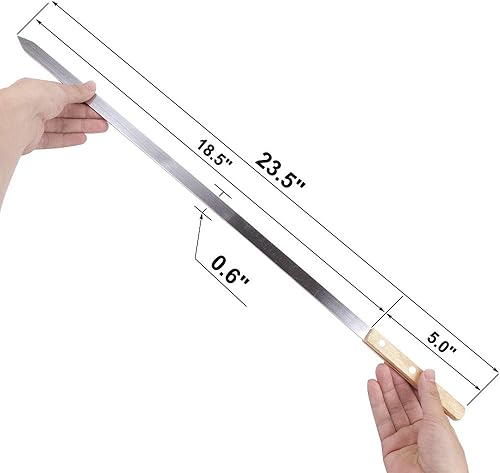 Miniatura 7 de Goutime Juego de 7 brochetas de barbacoa de acero inoxidable de 23 x 58 pulgadas con mango de madera para cocinar al aire libre, juego de 7 con bolsa