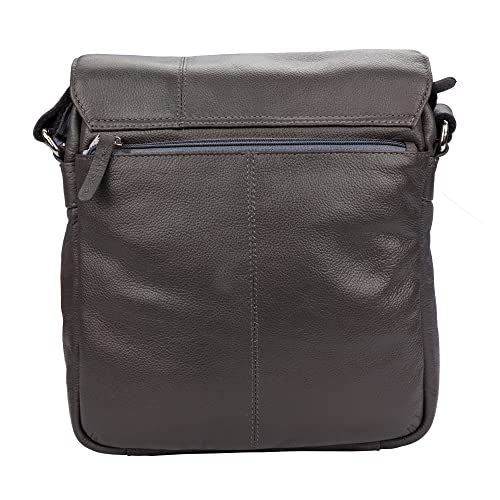 Image of FINELAER Vintage Leather Crossbody Bag Stylish Flap Over Shoulder Satchel for Men & Women