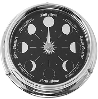 Tabic Handmade Prestige Chrome Moon Phase Clock With Jet Black Dial