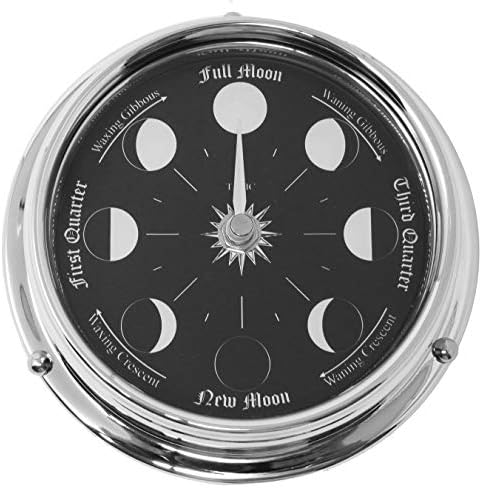 Tabic Handmade Prestige Chrome Moon Phase Clock with Jet Black Dial