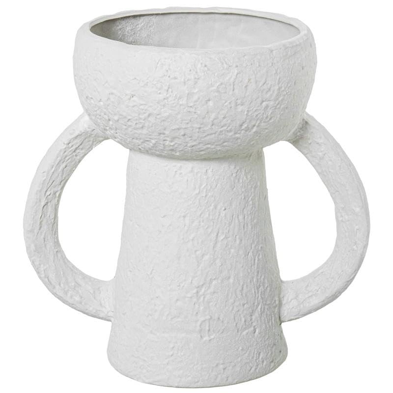 Vase de table en céramique blanche DRW grand format 35,5 cm avec anses
