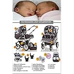 ZWILLINGS- UND GESCHWISTERWAGEN "DUET" : 18 Teiliges Mega-Set inklusive 2 x Autositze + 2 x Iso Base + Adapter in 20 tollen Farben