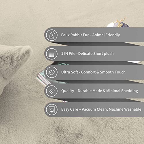 Image of Super Soft Rabbit Fur Silk Wool Carpet Thick and Washable Area Rug for Living Room and Bedroom (Dark Beige, 6 x 9 Feet)
