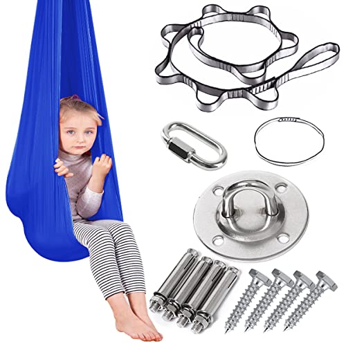 Yoga Hängetuch Sensory Schwingen mit 200kg Kapazität Indoor Therapieschaukel für Kinder Ideal für Kinder und Erwachsene Autismus ADHS Asperger ( Color : Royal Blue , Size : 150x280cm/59x110in ) Cover