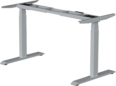 Fromann Electric Standing Desk Frame Dual Motor 3 Stages Height Adjustable Desk Legs with USB A+ C Ports Sit Stand up Desk Base for Home and Office Grey