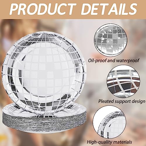 funisfun disco plates 25p disposable disco ball plates for 70s disco party decorations wedding birthday bachelorette party 734