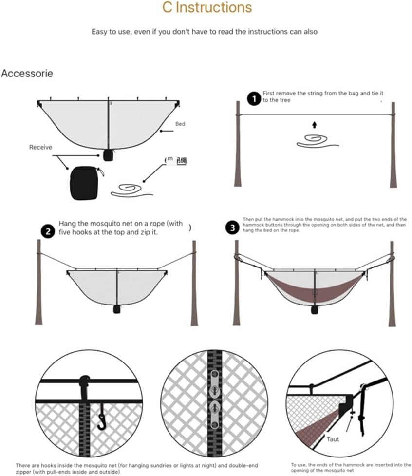 Outdoor Easy Setup Travel Portable Hammock Mosquito Net Fabric Nylon Camping Person Foldable Separating Bed q