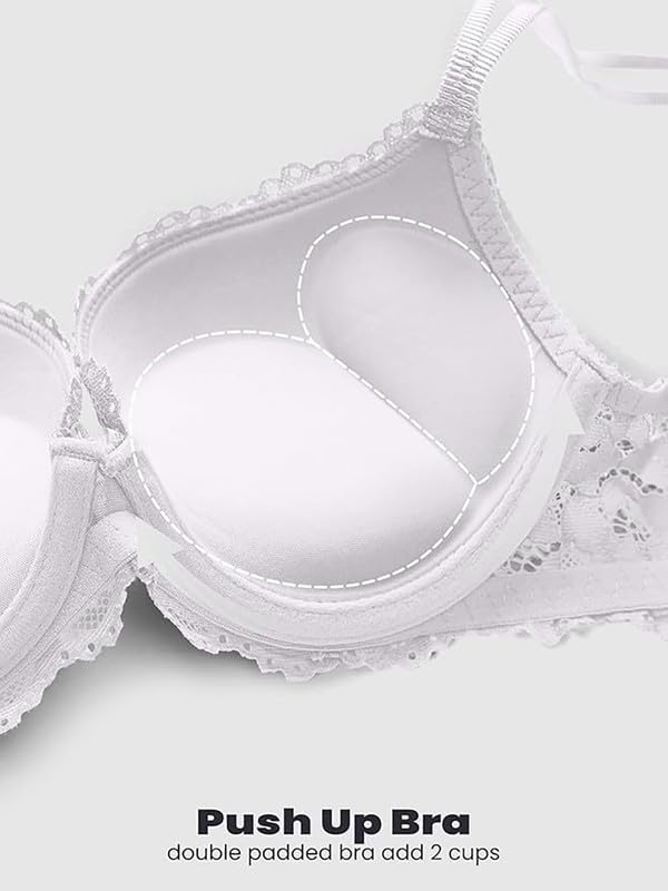 Image of Brachy Women's Padded Underwired Push Up Lingerie Bralette Floral Lace 2 Pieces Push up Bra & Panties Set