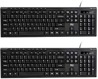 (2-Pack) Rii RK907 Ultra-Slim Compact USB Wired Keyboard for Mac and PC,Windows 10/8