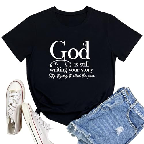 LOOKFACE Womens God is Still T Shirt Comfy Tops Graphic Tees