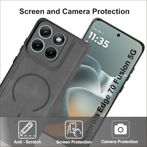 Image of SBMS Back Cover for Motorola Edge 70 Fusion 5G | Ultra Slim Soft Rubberised Hard Case | Oil Feel Soft Leather Back | Mag-Safe Design (Mag-Safe Not Support) | Camera Protection Edge 70 Fusion (Grey)