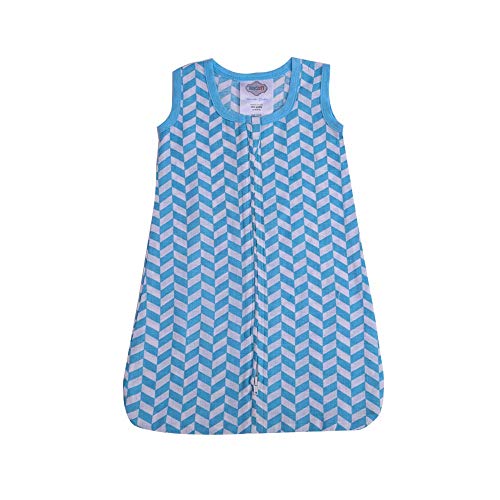 Bacati Herringbone Sleeping Bag/Wearable Blanket Made With 100 Percent Breathable Muslin Fabric, Aqua, Medium #TOP22