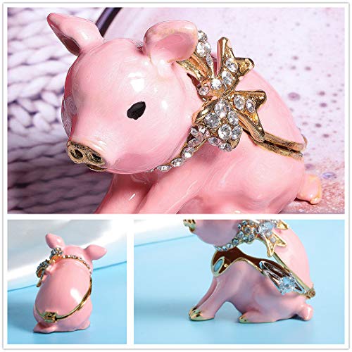 Waltz&F Handcrafted Pewter Trinket Box Jeweled New Lovely Pig Jewelry Box #TOP2