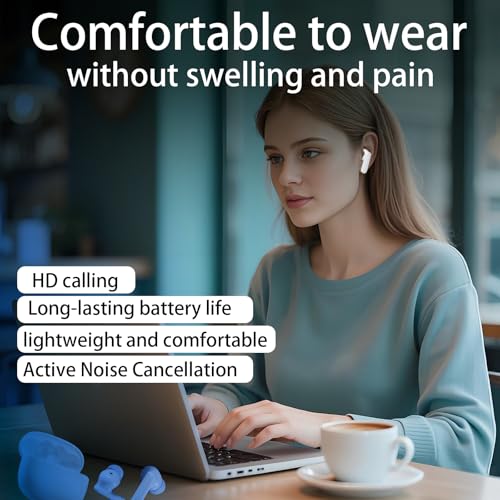 Image of Wireless Earbuds with Active Noise Cancellation,40H Playtime,Bluetooth 5.3 Headphones,Hi-Fi Stereo Sound IPX7 Waterproof (Cloud White)