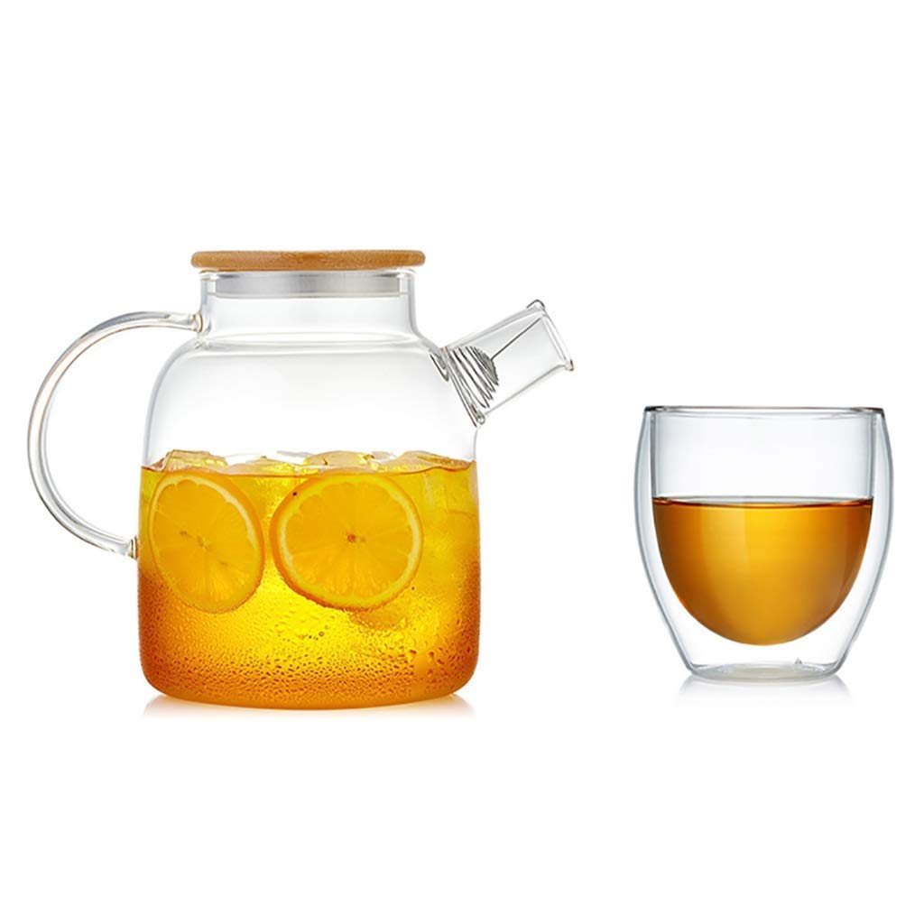 Dzbanek na wodę, 1,6 l, zestaw dzbanków na zimną wodę, dzbanek o dużej pojemności, dzbanek na sok, homelk, wypoczynek, dzbanek na herbatę na sok, zimne lub gorące napoje, przezroczysty, D, 13 x 18 x 8,5 cm