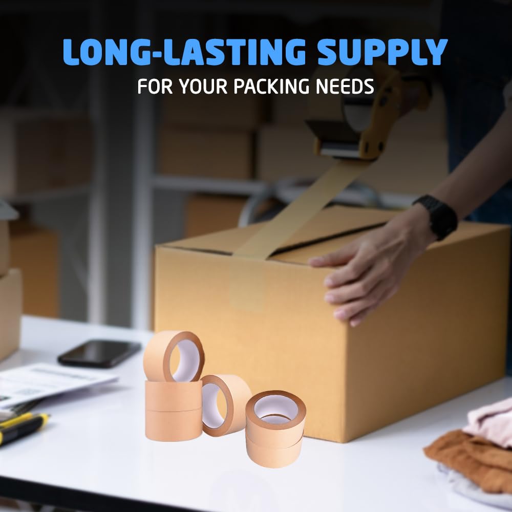 1ABOVE 3pk Brown Kraft Paper Packing Tape, 48mm x 50m - Image 3