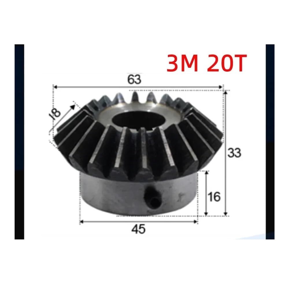 Ingranaggi Conici 3M 20 Denti con Foro Interno 14/15/16/17/18/19/20/22/24/25/28mm Ingranaggi in Acciaio con commutazione a 90 Gradi con Vite(15mm Keyway 5mm,3pcs 3M 20 Teeth)