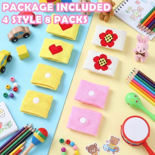 Image of Tondiamo 4 Pairs Motion Sickness Bracelets for Kids Adults, Nausea Bands Travel Wristbands for Car, Plane, Cruise, Morning Sickness(Heart & Flower)