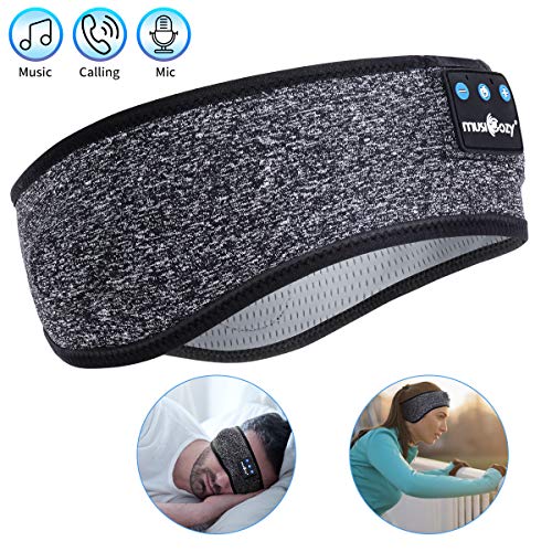 Sleep Headphones,Bluetooth Sport Headband Wireless Music Headband Headphones with Bulid-in Stereo Speakers Long Time Play for Travel Office Workout Yoga (white)