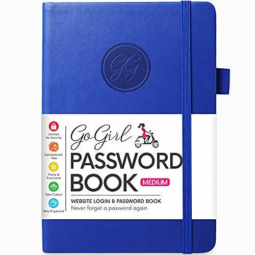 GoGirl Password Book with Alphabetical tabs – Internet Address & Password Keeper Logbook for...