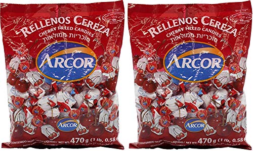 Arcor Kosher Fruit Flavored Cherry Hard Candy with Chewy Centers (Pack of 2)
