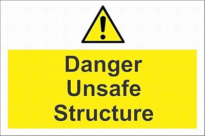 Construction site Safety Danger Unsafe Structure Safety Sign Warning Danger Safety Notice Sign 8x12 Outdoor Street Sign by Fsdva