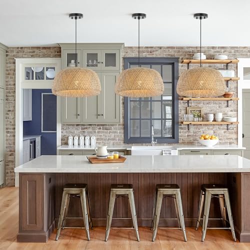 JONATHAN Y 18" Brown 1-Light Bamboo Pendant Light, Farmhouse Coastal Swag Lamp with 180" Cord, Plug-in or Hardwired, Adjustable Hanging Fixture, LED Bulb Included JYL1403A - Image 7