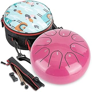 Steel Tongue Drum, Meditation Drum 6 inch 8 Notes Percussion Drum Musical Instrument with Drum Mallets, Carry Bag Gift for Beginner Adult Kid (Pink 6 inch)