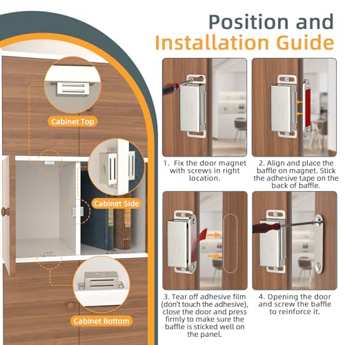 Small Door Magnet Jiayi 4 Pack Magnetic Door Catches Cupboard Magnetic Closure Cabinet Magnet for Drawer Closet Latch Closing