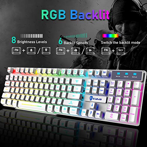 Rgb Gaming Keyboard And Mouse Combo With Rainbow Led Backlight Usb Wired Mechanical Feel Anti-Ghosting Ergonomic Waterproof Letter Glow Rgb Mute Mice For Computer Pc Working Or Gamer #TOP4