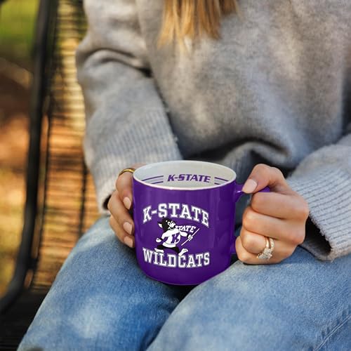 Image of Logo Brands NCAA Kansas State Wildcats 15 oz Stripe Coffee Mug - Vintage Team Logo, Inside Print & Stripes, Microwave & Dishwasher Safe- Great Gift For Fans & Alumni